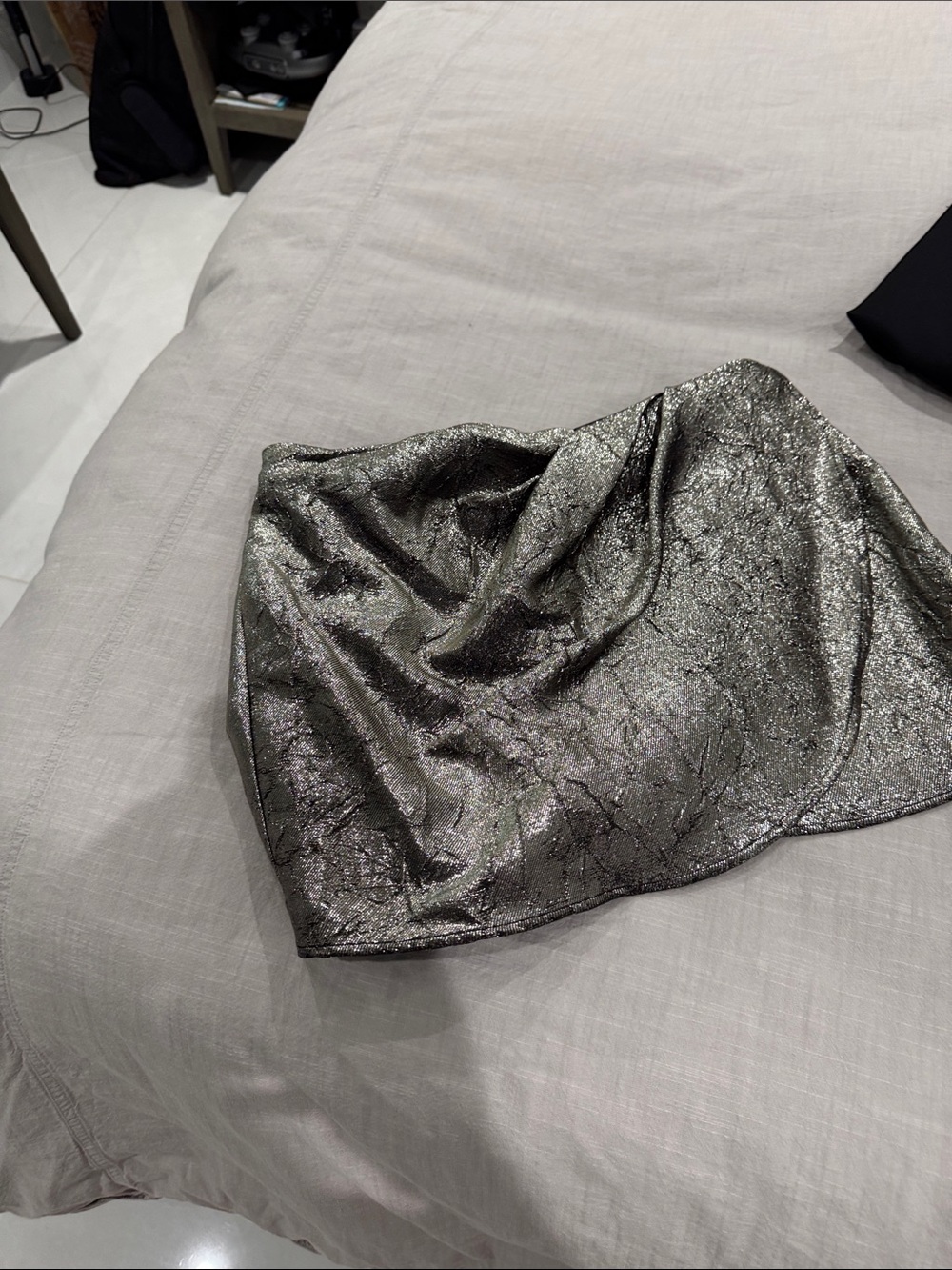 Zara Metallic Gunmetal Mini Skirt